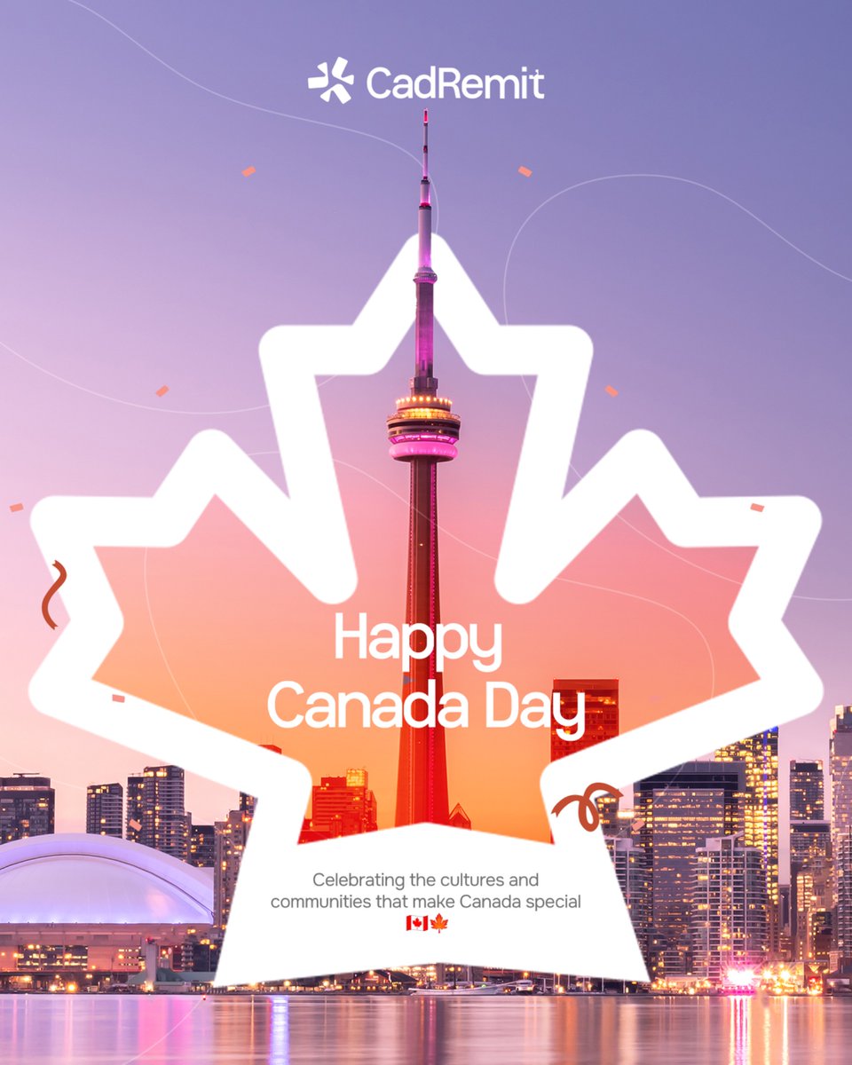 CadRemit's tweet photo. From all of us at CadRemit, we wish you a wonderful celebration as we celebrate Canada’s rich culture, diversity, and the connections that go beyond borders 🇨🇦🍁 https://t.co/4YqZJYgod8