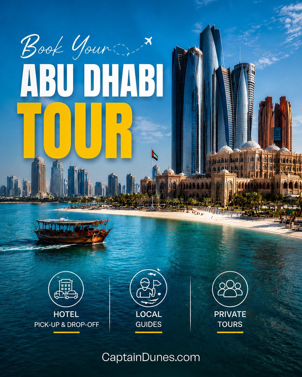 CaptainDunes_'s tweet photo. Are you ready to pack your bags and head to Abu Dhabi? 

Book Your Tour Today: https://t.co/smvAanCFJj

#CaptainDunes #AbuDhabiTour #UAEAdventures #VisitAbuDhabi #TravelUAE https://t.co/2oWVYJ3I8c