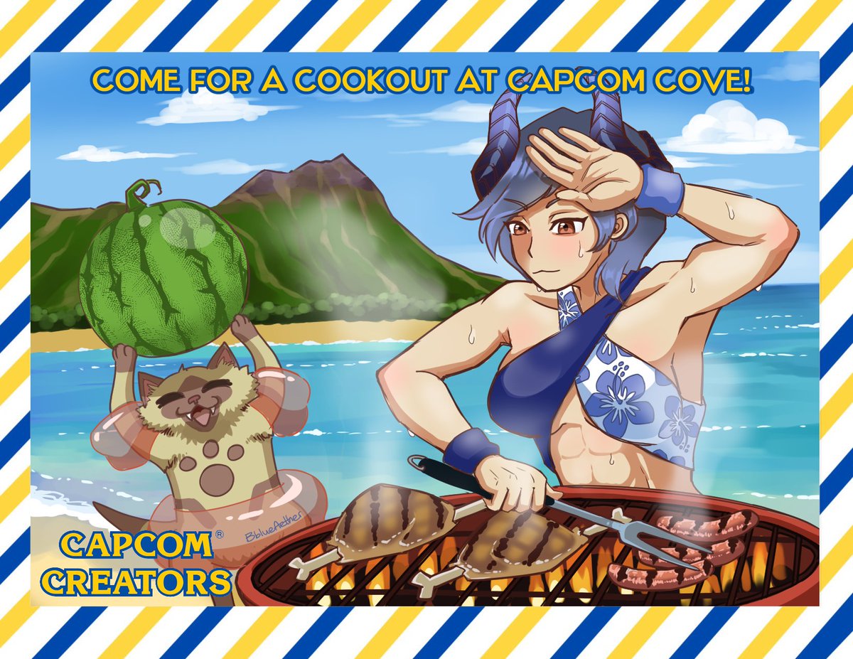 BBlueAether's tweet photo. Beat the heat with more... heat? 😆
I had a lot of fun making this and I'm proud of how it turned out!

#GreetingsFromCapcomCove #CapcomCreators #CapcomUSA_ https://t.co/phpFOlzVfd