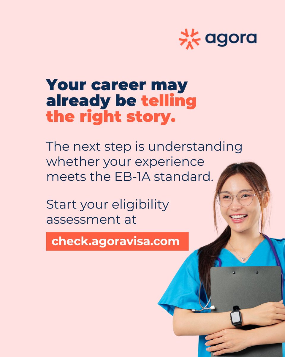 AgoraVisa's tweet photo. Many Filipino healthcare professionals assume the EB-1A isn't for them.

But USCIS evaluates evidence, not fame. Research, leadership, peer review, and professional recognition may matter more than you think.

See where you stand https://t.co/e11U7n5hBU https://t.co/XBeT5fPoS7