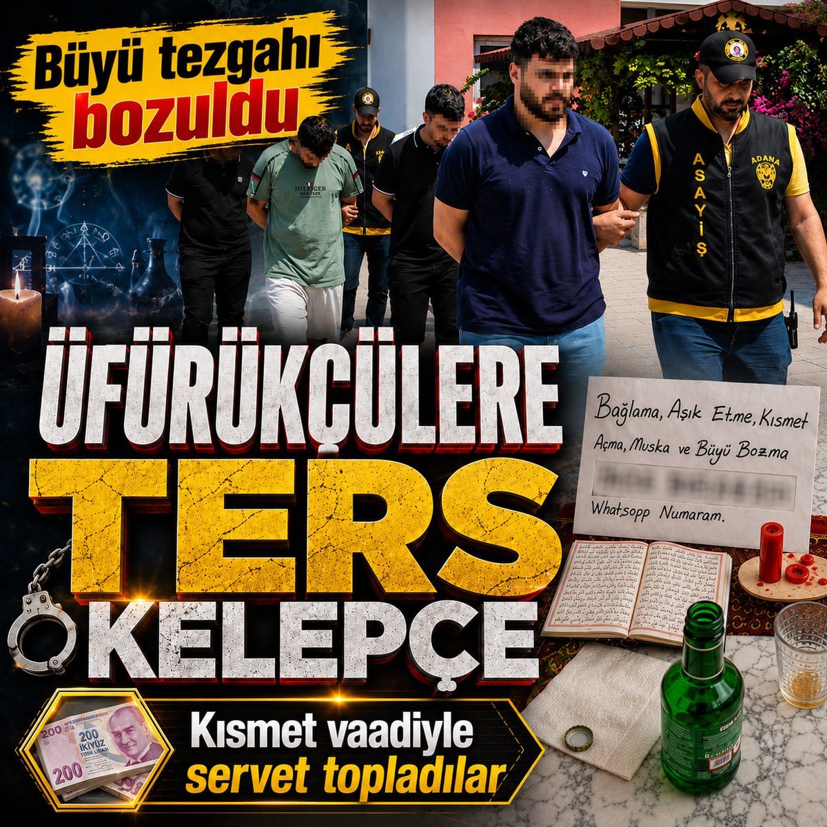 Adana'da 'Büyü Bozma' Bahanesiyle Dolandırıcılık Yapan Şebekeye Operasyon: 4 Tutuklama