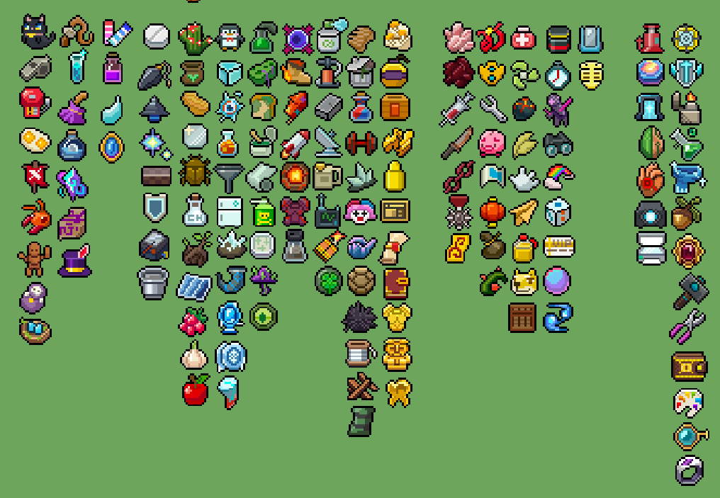 Alecosia_Dev's tweet photo. I have drawn over a hundred relics for my game😀. 
And I chose pixel style due to the dev speed and my own limitations…
Painting is so hard😭

#indiedev   #indiegame   #インディーゲーム   #wishlistwednesday https://t.co/4LL5k7ssL5
