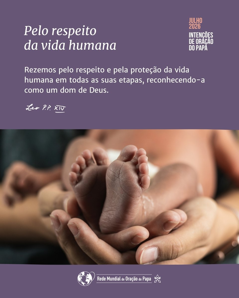 clicktopray_pt's tweet photo. ✨ Intenção de Oração do Papa - Julho 2026
Rezemos pelo respeito e pela proteção da vida humana em todas as suas etapas, reconhecendo-a como um dom de Deus.
❤️🌍#RezemosJuntos, mudemos o mundo🔗 https://t.co/jaVSYPpDHJ
#VidaHumana #Dignidade #Respeito #Cuidado https://t.co/6D9NxZXcp4
