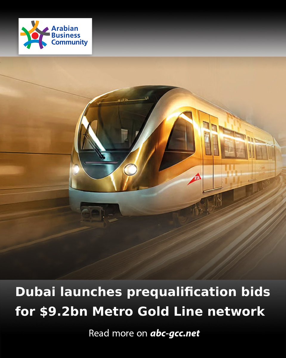 ABCinGCC's tweet photo. The Roads and Transport Authority (@rta_dubai) has issued requests for qualification to leading contractors and consortiums for the development of Dubai Metro's new Gold Line.
Read more on https://t.co/TWF856DNQZ
#ABCNews #Qualification #RailNetwork https://t.co/JQv7bAAITd