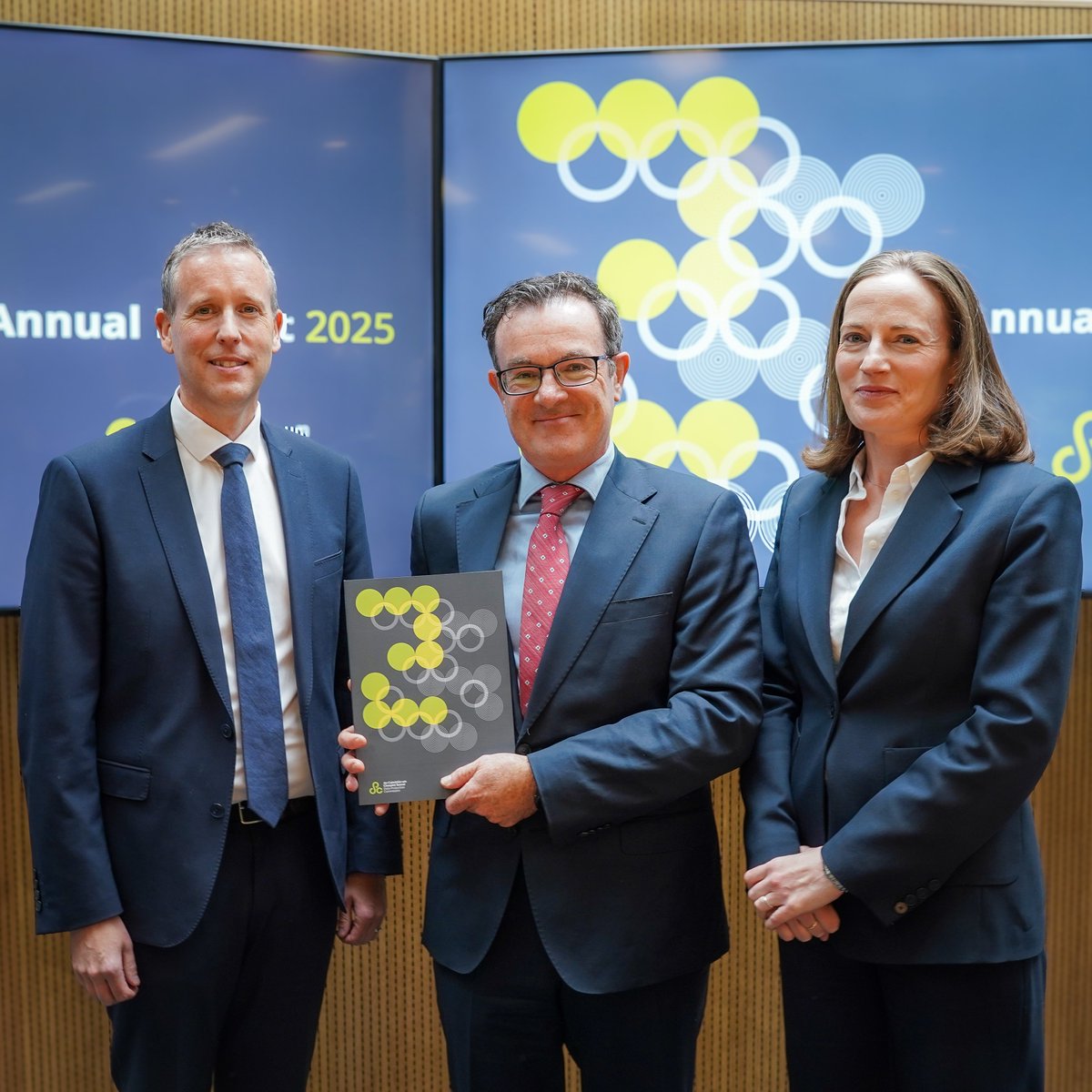 DPCIreland's tweet photo. The DPC launched its Annual Report for 2025 at a press conference in our Dublin offices yesterday.

Commissioners for Data Protection, Dr Des Hogan, Mr Dale Sunderland and Ms Niamh Sweeney detailed the significant work of the office throughout the year. https://t.co/LGqWF1f7fd