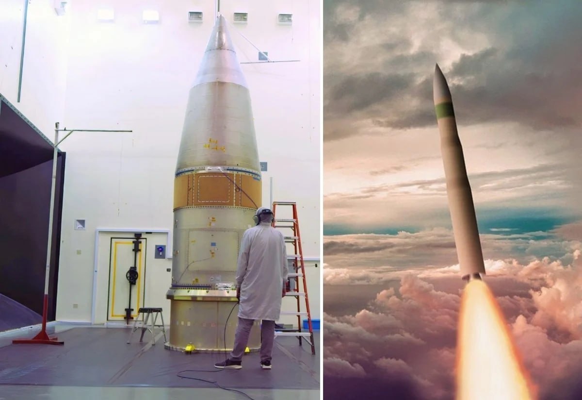 OSINTWarfare's tweet photo. Northrop Grumman has released the first-ever photos of the next-generation LGM-35A Sentinel nuclear-armed intercontinental ballistic missile (ICBM).

The Sentinel is set to replace the aging Minuteman III ICBMs currently in service with the U.S. military. https://t.co/4PcunhPX1G