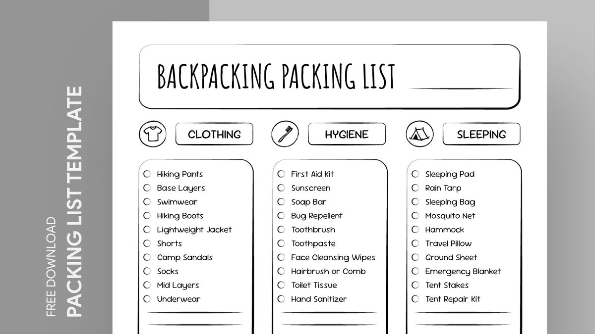 gdoc_io's tweet photo. Backpacking Packing List Free Google Docs Template. Can be used free of charge for business, education, and personal use. Get free → https://t.co/M9jJTiHRke
#gdoc #googledocs #backpackingpackinglist #packinglist #packinglisttemplate #hikepackinglist #backpackingpackinglist https://t.co/FBx2b6AVGz