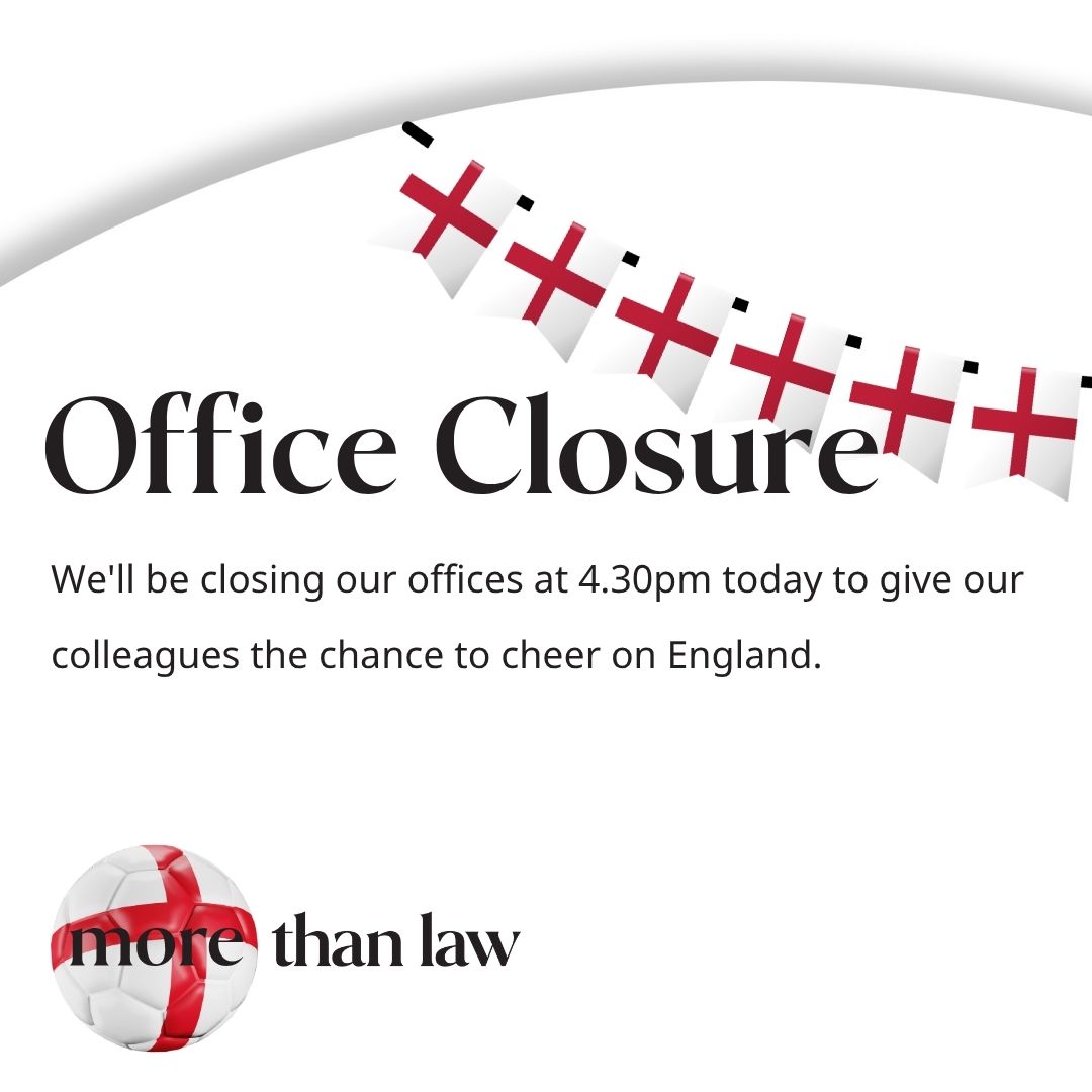 ForbesSolicitor's tweet photo. Office Closure Notice

We'll be closing our offices at 4.30pm today to give our colleagues the chance to cheer on England.

We'll reopen as usual at 9.00am on Thursday 2nd July.

Thank you for your understanding, and come on England! ⚽ https://t.co/k5zZtYnR3m