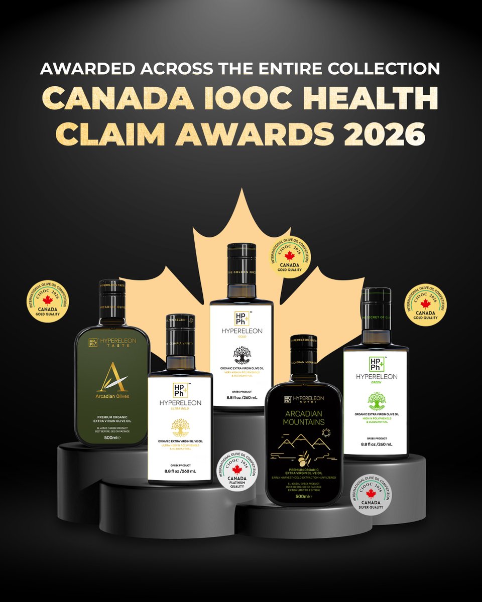 hypereleon's tweet photo. 🇨🇦The Canada IOOC Health Claim Awards have recognized the natural excellence of our collection once again:

🏆 Ultra Gold – Platinum
🏆 Gold – Gold
🏆 Green – Gold
🏆 Taste – Gold
🏆 Nutri – Silver https://t.co/RKoZaGomUH