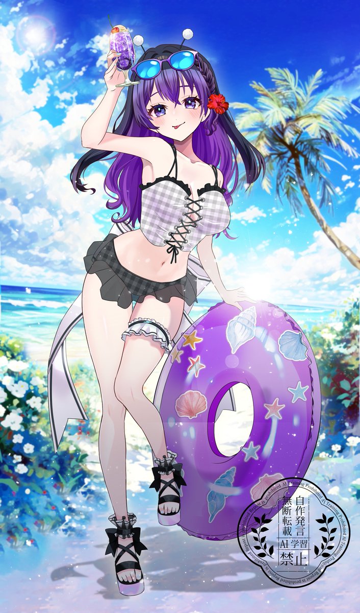 yorunerukamone's tweet photo. セクシーサンキュー✨
７月だー！なつだー！うみだー！！！
というわけで７月の１枚絵です✨🌊

他にも新規イラストでねっぷりとサブスク限定壁紙用意するからおたのしみにっ！！！

７月もよろしくね♡

#7月最初のいいねください
#おはようＶライバー https://t.co/HdPWoKievF