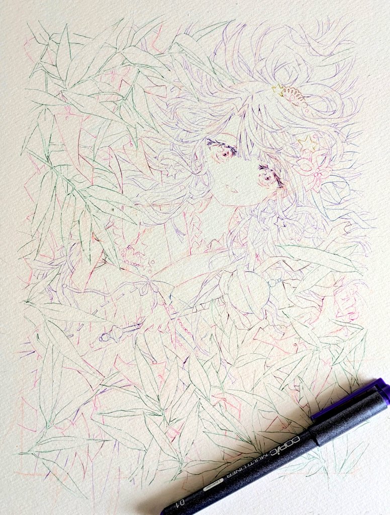 線画完成！ やっぱりホワイトワトソンは線画描きやすい、、ここから