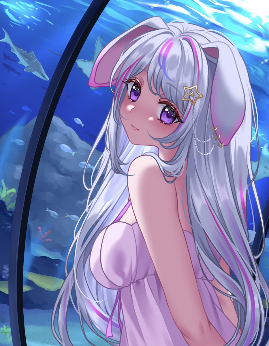 VTCeless's tweet photo. Aquarium Date 💜

 🎨: @/naomochii https://t.co/ZDQKz0Tfvp