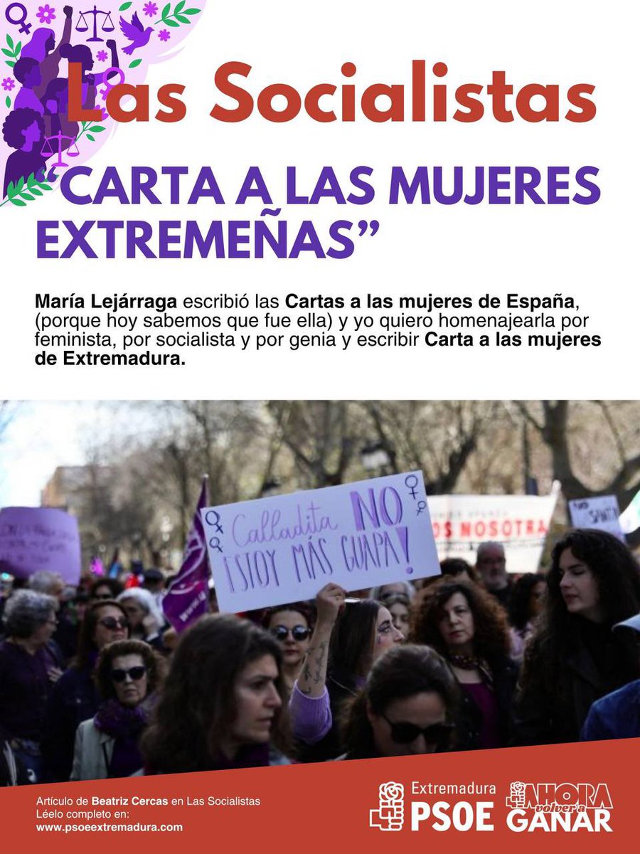 psoeex's tweet photo. CARTA A LAS MUJERES EXTREMEÑAS 

“Somos mujeres de carácter, de resistencia, de palabra firme y de compromiso. Somos herederas de una tierra que ha sabido resistir, herederas de una historia de fortaleza, de conciencia y de lucha.”

✍🏻 Por Beatriz Cercas: https://t.co/ndEn3IeIzG https://t.co/KmunGIGRz8