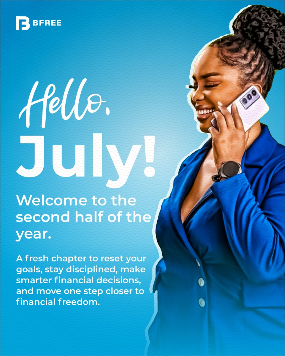 bfree_global's tweet photo. ✨ The second half of the year is your opportunity to finish strong. 🎉

Forget the mistakes of the past six months. Focus on better choices, greater discipline, and consistent progress toward the financial freedom you deserve. 💪

#BFREE #NewMonth #July #HelloJuly #Debtfreedom https://t.co/zYDw1jdCKB