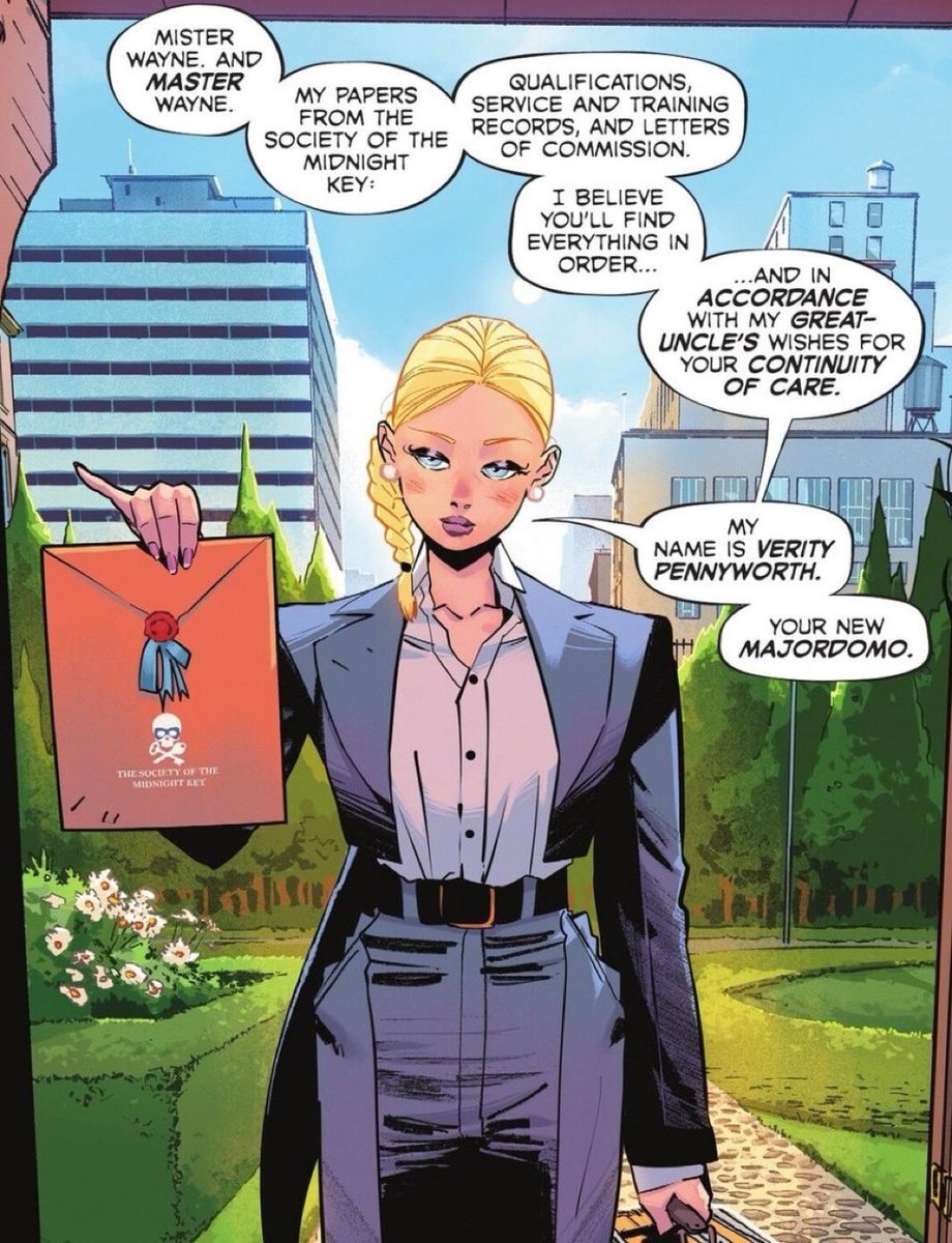 batmartian's tweet photo. I love the extra emphasis on the MASTER Wayne for Damian cause a lot of ppl don’t know it’s the formal way for servants to refer to children and how Alfred basically never stopped calling Bruce master Bruce despite him being a grown man with his own children https://t.co/nULaCefFEG