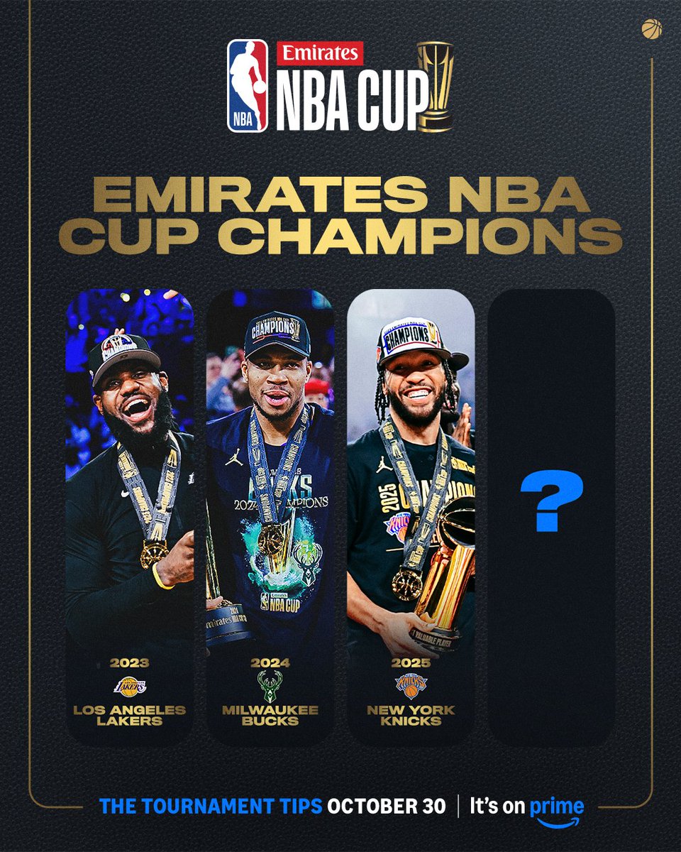 primevideosport's tweet photo. 🏆 The 2026 Emirates NBA Cup Group Draw is confirmed - who will take the title from the all-conquering Knicks?

#NBA #NBAonPrime https://t.co/mGyVKi3UQR