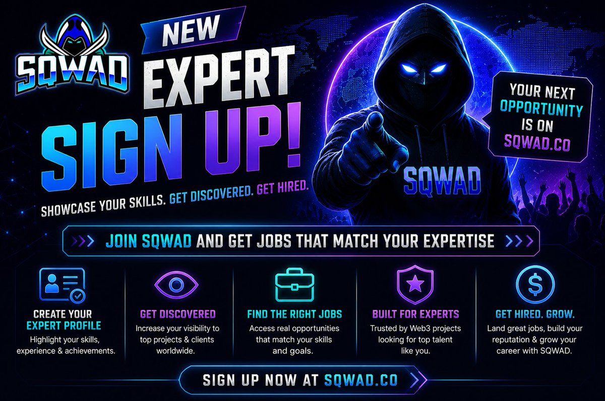 _SQWAD_'s tweet photo. 🎯 Welcome to SQWAD, ZH SOJIB!

🎯 Now a verified Maverick

Signed up for free & approved as a Web3 expert on SQWAD

🔍 Ready to apply for jobs & connect with top projects

📢 Share this - let your community see your achievements, founders & employers will know you're a serious expert 💥

✅ View your profile:
https://t.co/tXLxb2NZGZ

#web3 #crypto #sqwad #experts