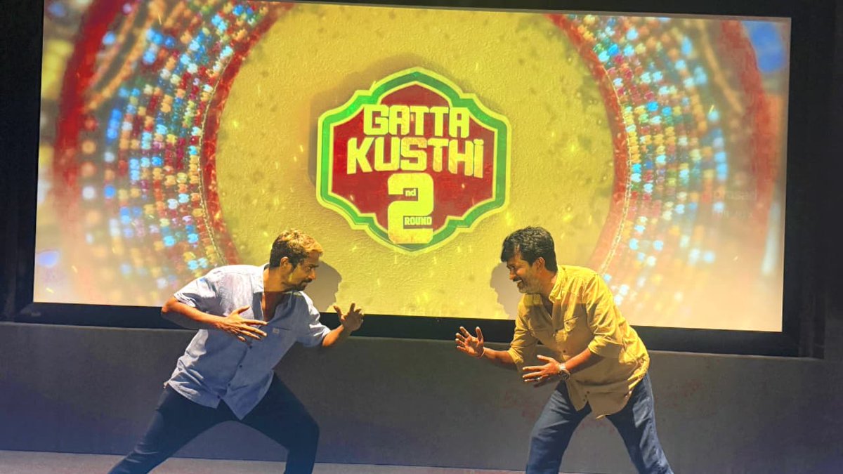 PrakashMahadev's tweet photo. #GattaKusthi2 RR Work Completed

@RSeanRoldan in Full Fun Mode  🤼‍♂️

 Kuthu, Family Sentiment, Father- Daughter Song, House Husband song nu GattaKusthi -2 Full Variety album from Sean👌 https://t.co/DFiP64EJaf