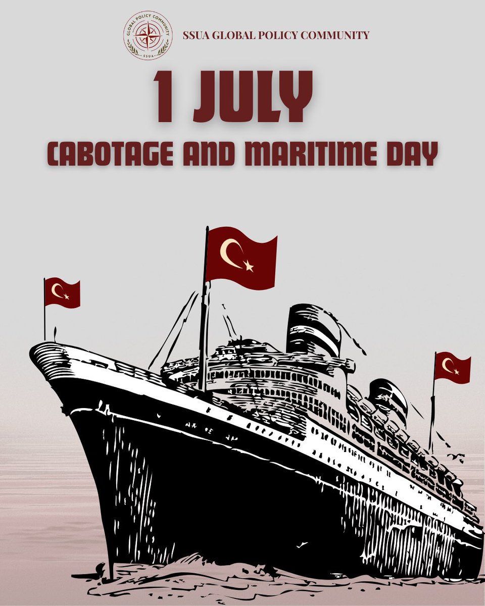 ssua_glopol's tweet photo. Denizlerdeki bağımsızlığımızın ve denizcilik egemenliğimizin simgesi olan 1 Temmuz Denizcilik ve Kabotaj Bayramı kutlu olsun. ⚓🌊
.
.
.
Happy July 1st Maritime and Cabotage Day! ⚓🌊
#MaritimeAndCabotageDay #DenizcilikVeKabotajBayramı 
#SSUAGlobalPolicyCommunity https://t.co/MZwztazEzc