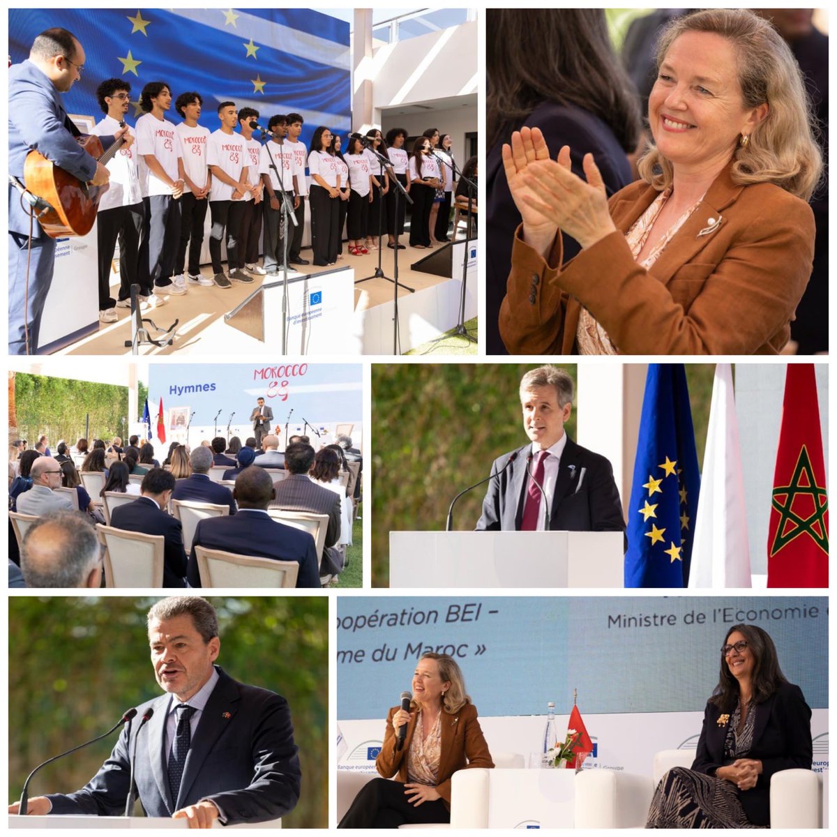 NadiaCalvino's tweet photo. 🇪🇺🇲🇦 Excellent exchange with @financesmaroc Minister @FettahNadia to celebrate 20 years of the local @EIB office and 50 of investment in Morocco.

We are strengthening a win-win partnership that brings shared prosperity and security.

🎶 A special moment: the Ode to Joy sung live https://t.co/MrvvoKQOFo