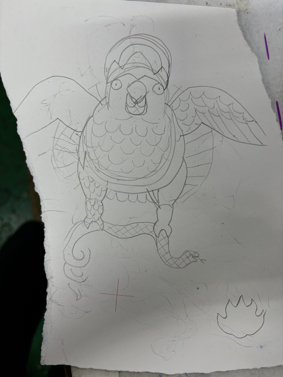 ShigaMiraMore's tweet photo. インクで描いた絵を布に写し取り人形に #このタグを見た人はラフと完成絵を載せる https://t.co/LcROdiZPS7