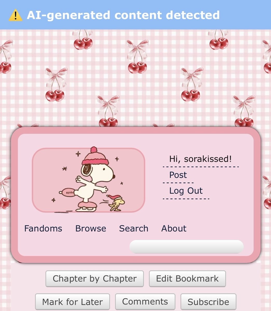 sorakissed's tweet photo. 🔎 AI (Claude) detector 🔍

📍Here's another design to detect the use of AI (Claude) in AO3 fanfics 

Code link + how to install thread 🫶 https://t.co/77iOQrxlNk