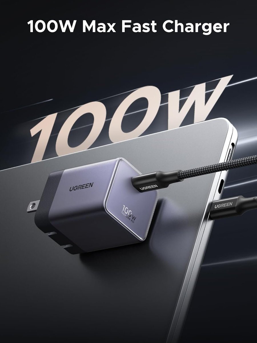 stufflistings's tweet photo. Ugreen has come up with yet another compact GaN charger.

This one outputs at 100W, but only has a single port, costs $49.99.

The Ugreen Nexode Air 100W... https://t.co/oa07MyBS9h