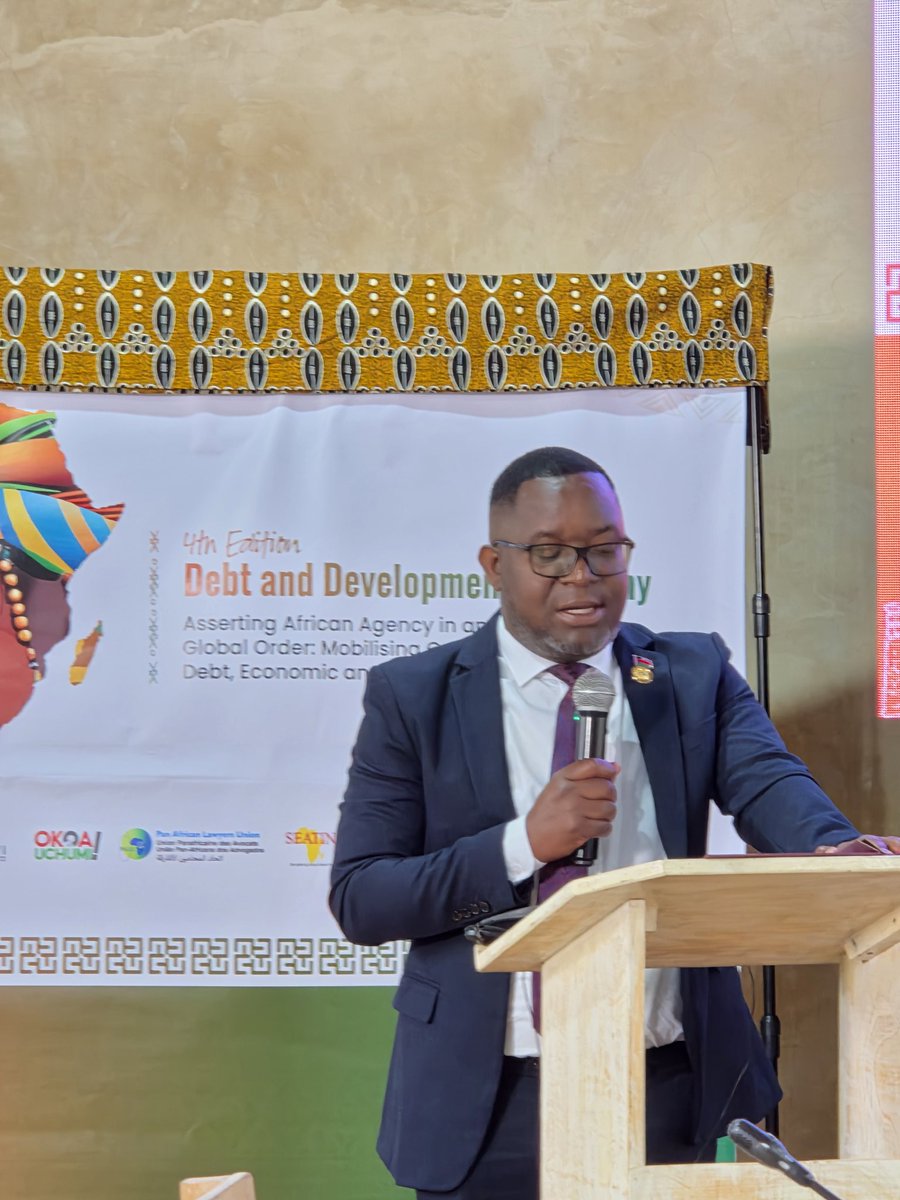 SADCOPAC2003's tweet photo. Parliamentarians are the "national souls of national purses." 🏛️
As PAC Chairperson, Hon. Steven Baba reminded delegates at #DaDAIV that oversight is our duty.
Unsustainable debt threatens our people. We need stronger oversight & a formal partnership with @AFRODAD to hold governments accountable.