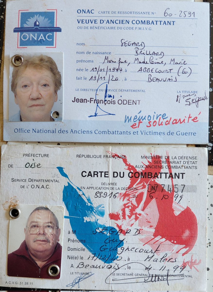 SegardMaurice's tweet photo. Ancien Combattant et Veuve d’Ancien Combattant
Ce qu’il reste de la France.(MERCI) https://t.co/lrh4FurLII