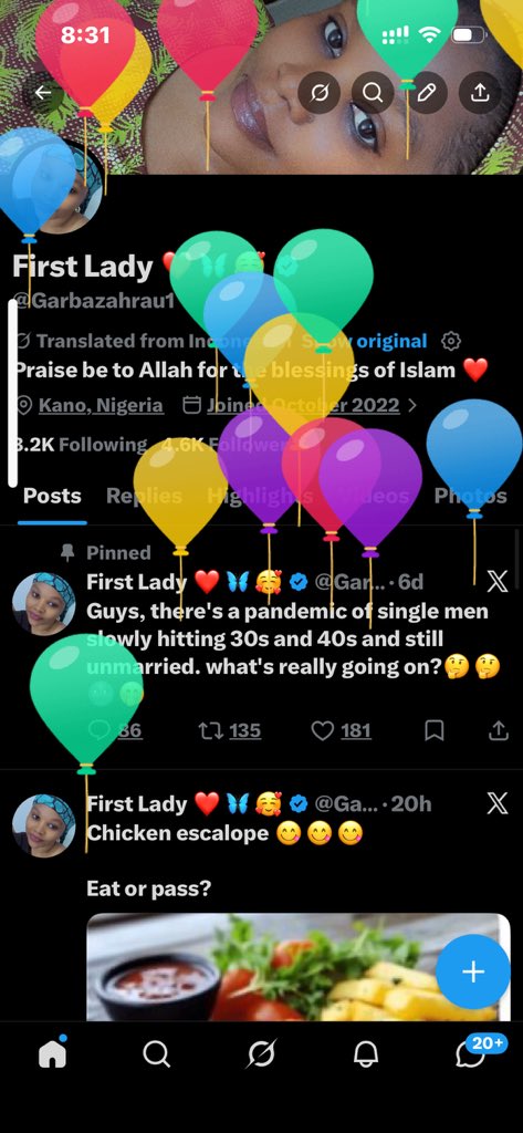 Garbazahrau1's tweet photo. Alhamdulillah!!! Twitter gave me the balloons  ✨🌹🎊🎂🥂🎉 https://t.co/Ma7hIcPUWF