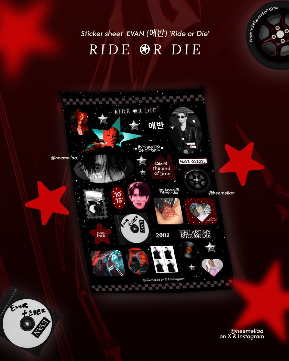 heemeliaa's tweet photo. EVAN (에반) 'RIDE OR DIE' 🛞🚗
Sticker Sheet freebies by @heemeliaa

[interest check]
hii evers!! aku mau bagi’ freebies sticker sheet ride or die, adakah yg tertarik? rencana offline freebies dlu di Gatsu Solo tp blm tau tanggal berapanya, klo mau trade boleh DM yaa. Thank you🤍 https://t.co/dr9la7O0pC