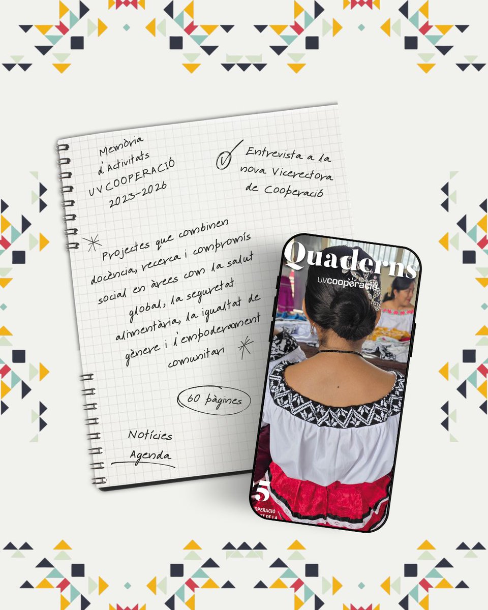 CooperacioU's tweet photo. 📖 Ja està ací el nº 5 de Quaderns UVCooperació, la revista digital de la @UV_EG dedicada a visibilitzar les accions de cooperació universitària al desenvolupament de la nostra comunitat universitària 🌍🤝
👇 Doneu-li una ullada:
https://t.co/anvTgWNvFa
#UVCOOPERACIÓ #CUD #ODS https://t.co/bVFUhRIpzy