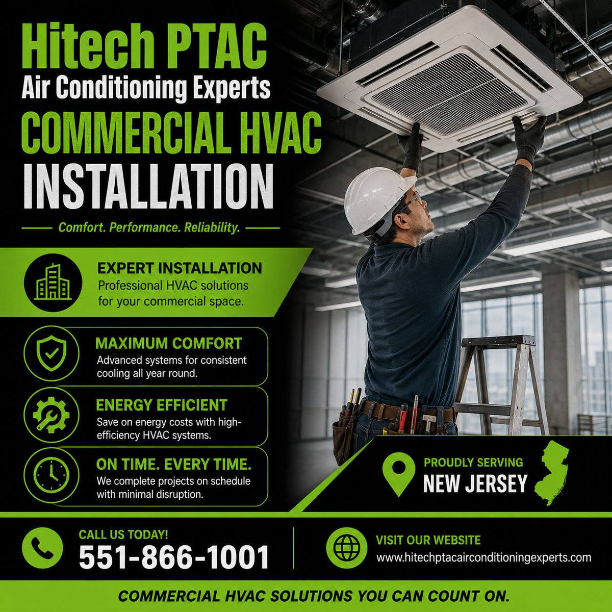hitechptacair's tweet photo. We specialize in Commercial HVAC Installation throughout New Jersey, delivering cost-effective climate control solutions for offices, restaurants, healthcare facilities, schools, and other commercial spaces with lasting results. Call us 551-866-1001 https://t.co/WCTy4VI9Rd https://t.co/pOVtCyPPOH