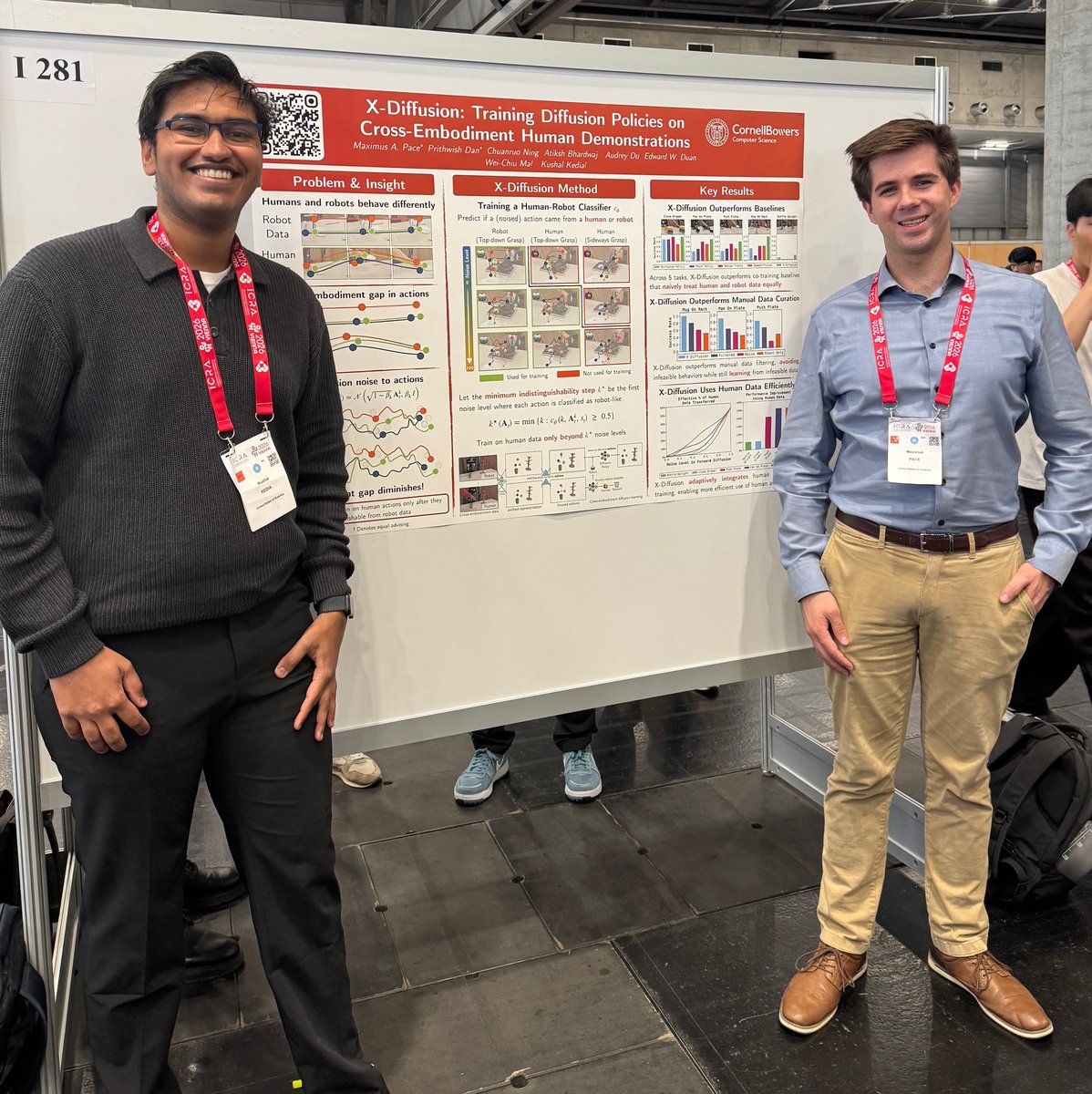 maxpace1_'s tweet photo. Huge thanks to my collaborators @prithwish_dan (co-lead), @TritiumAc, Atiksh Bhardwaj, Audrey Du, and Edward Duan, and to @weichiuma and @kushalk_ for their guidance and support.

We recently presented at ICRA 2026!

Check out our project website + code: https://t.co/Q3DQN3AsZ1 https://t.co/rGmU2zYeqm