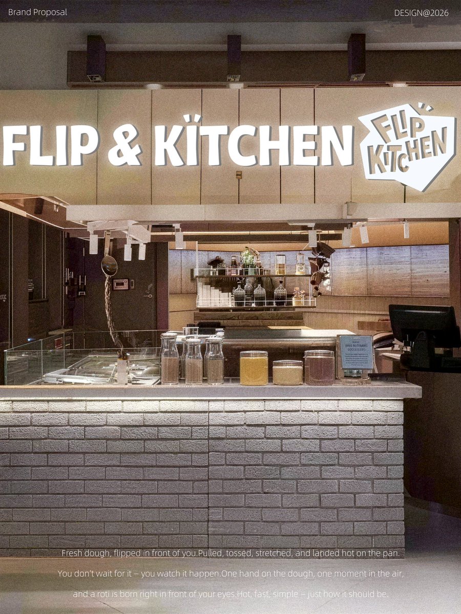 Sambozyb's tweet photo. FLIP KITCHEN 🥞
Live performance flatbread shop with hand-drawn cartoon branding.
Every flip of dough becomes a fun show.
#DesignInspo #CafeBranding #FoodRetail https://t.co/m71dd8eFpG