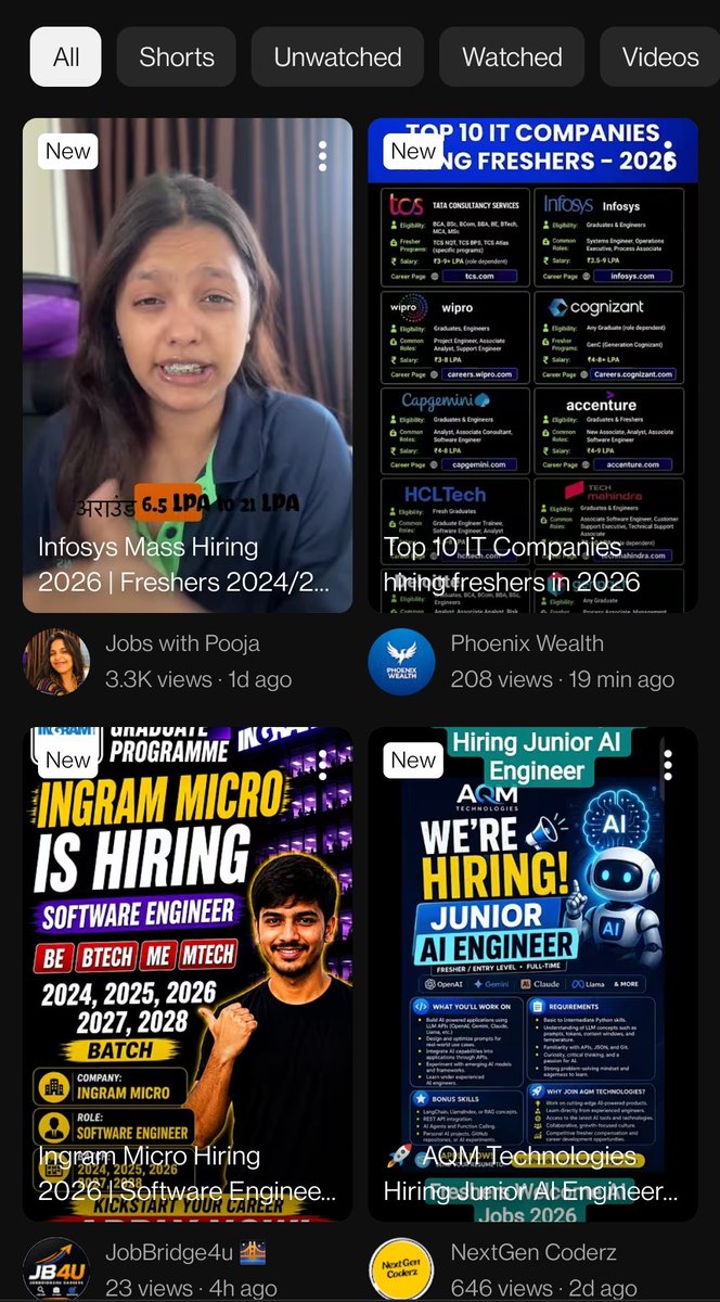 nestoncabral's tweet photo. So now there are stupid Yt channels posting hiring drives and job posting shorts. 

Disgusting. 

Thumbnails being generated by AI is even more disgusting 🤢. https://t.co/8lFHpThflG