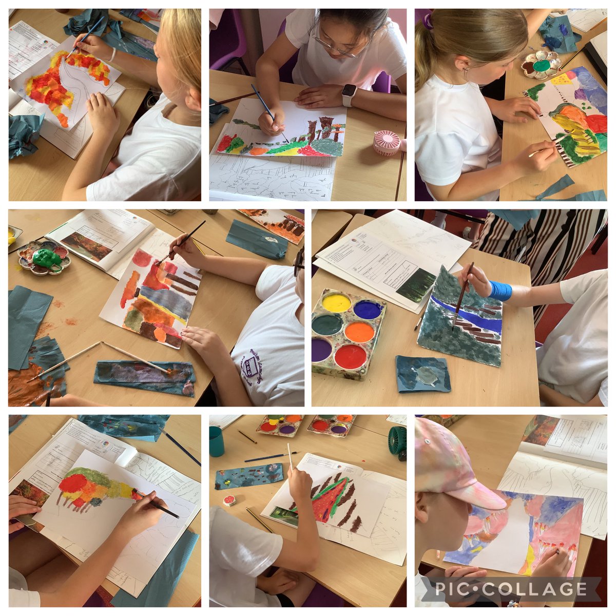 poultonlancelyn's tweet photo. Y5 would like to thank Sarah Armstrong for helping us to create our David Hockney inspired artwork 🖼️ #PLexpression #PLinspiration @OakTreesMAT https://t.co/I3OwNcBCkO
