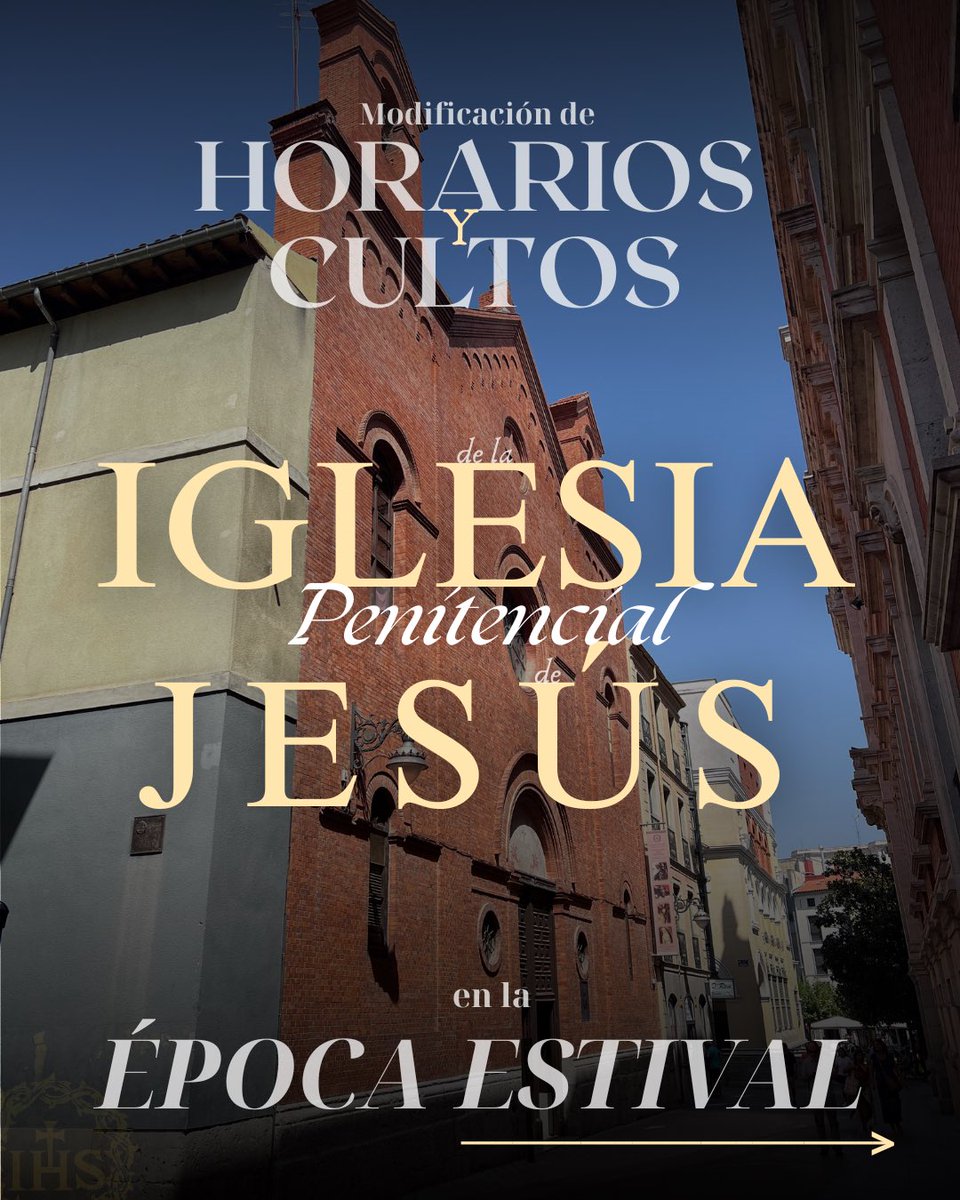 nazarenovall's tweet photo. 𝐇𝐎𝐑𝐀𝐑𝐈𝐎 𝐃𝐄 𝐕𝐄𝐑𝐀𝐍𝐎 |
Con la llegada de la época estival, nuestro templo ve modificada su actividad temporalmente:

🔹JULIO:
•Horario de diario: De 10:30 a 13 y de 18:30 a 21h. 
•Eucaristía a las 11:30h.(Domingo a las 12h.)

🔹AGOSTO:
De 10:30 a 13h. toda la semana https://t.co/6GWpJRTcmW