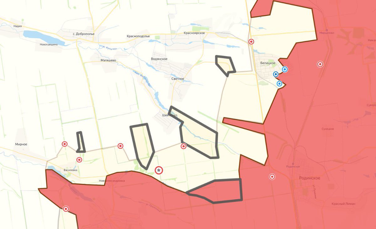 Tboynz0k's tweet photo. 🇷🇺🇺🇦 The enemy was generous today and provided an insider tip about the Dobropillya sector.

According to DS, Russia forces have breached a large fortified area south of Dobropillya and have effectively encircled Shevchenko. https://t.co/7qZnJvMUIr