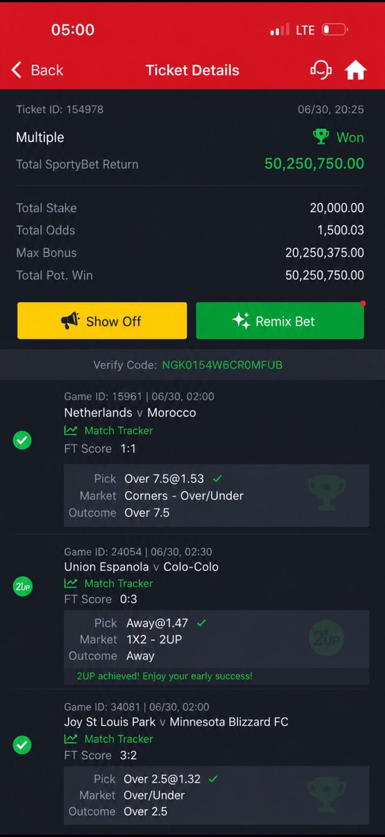 15billiongame's tweet photo. My 1500 odds longshot boom 💥 finally 🏆 congratulations 🎊 to me https://t.co/Q4yX8MQSrs