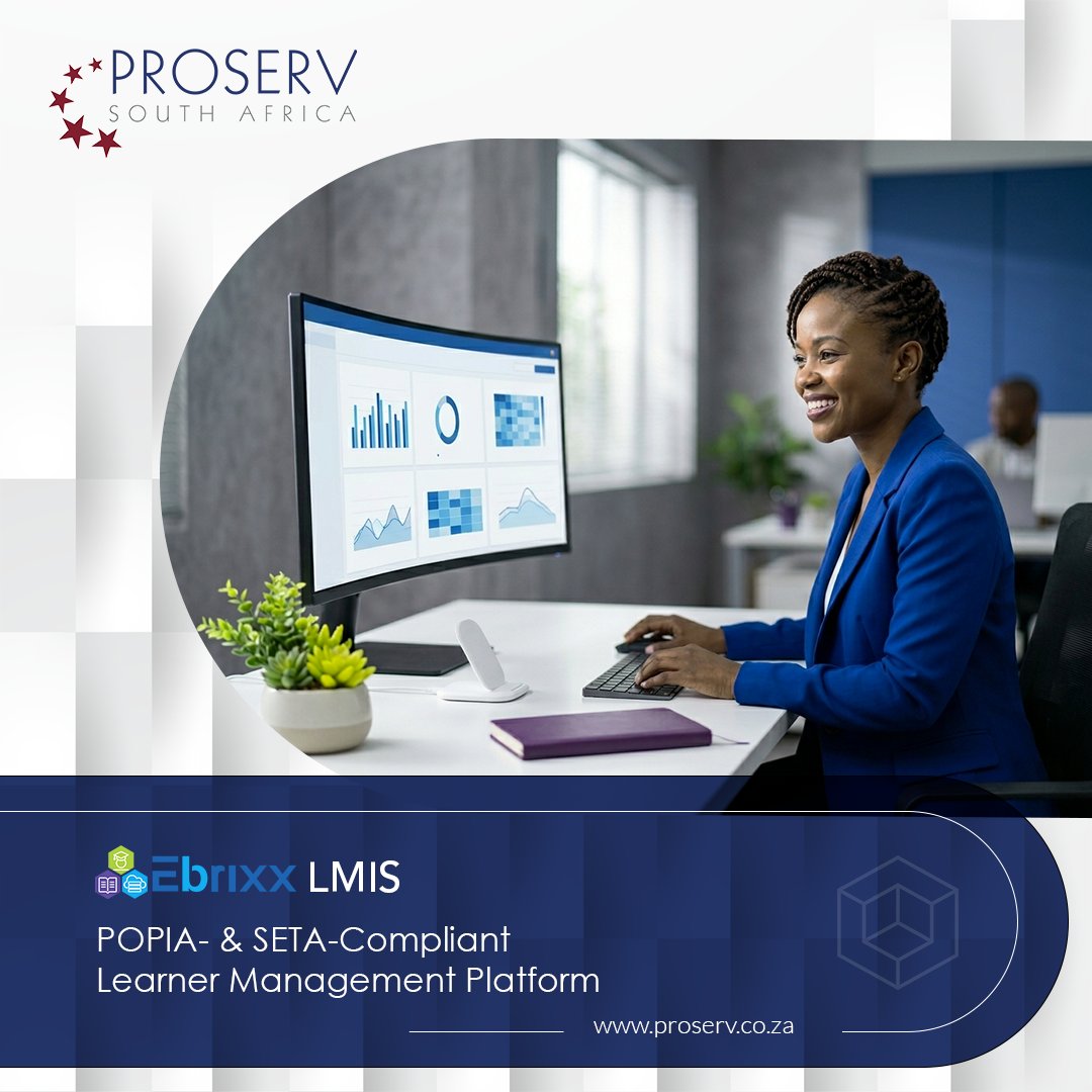 ProServZA's tweet photo. Stop chasing paper records and manually generating SETA reports. eBrixx LMIS is fully POPIA-compliant with real-time dashboards and built-in QCTO, SAQA & SETA reporting. Book a demo: https://t.co/FKP84EUkkV
#eBrixx #LMIS #TrainingManagement #SETA #Compliance #DigitalLearning https://t.co/aE0YOAtnvA