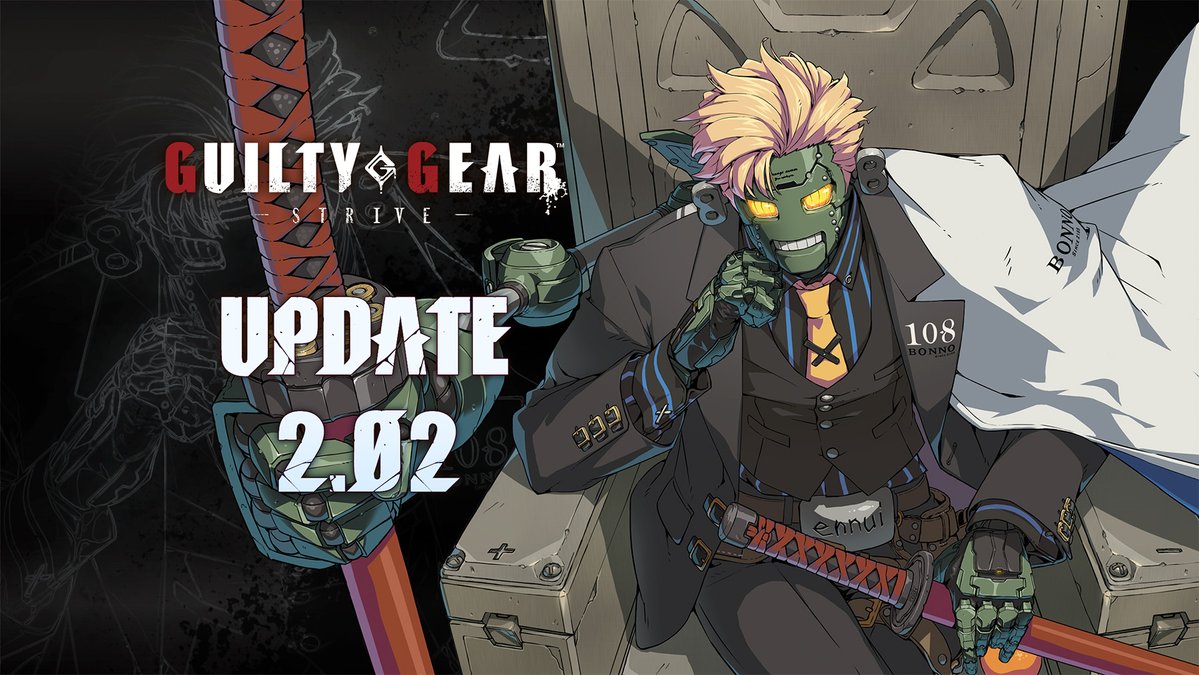 GUILTYGEAR_PR's tweet photo. 【#GGST Patch Notes】
The patch notes for Ver. 2.02, scheduled to be released during maintenance on July 2, are now available.
Please check the details below.

▼Ver. 2.02 Patch Notes
https://t.co/0DEygQEfkG

*This is a revised post due to an error in the previous one.

#GuiltyGearStrive