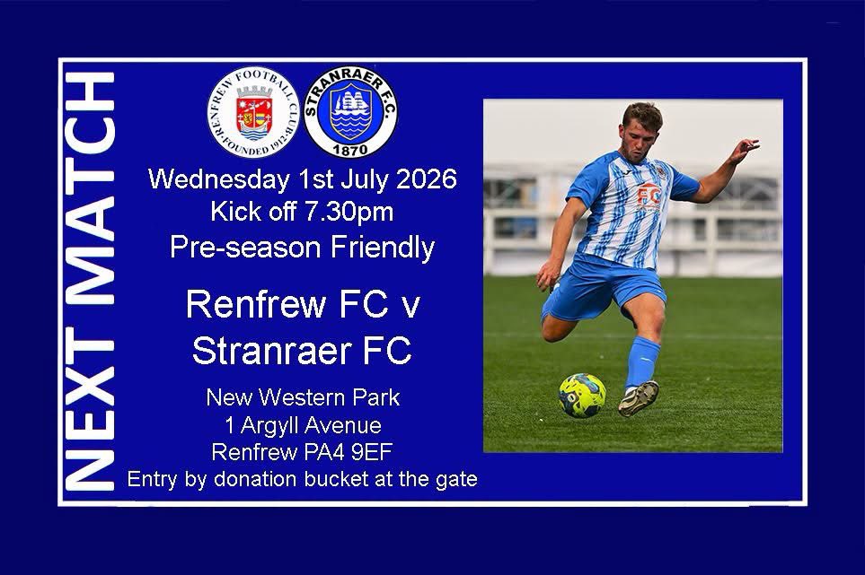 RenfrewFC's tweet photo. It’s matchday and our first preseason game of the season is here. https://t.co/J6sEHYjSBN