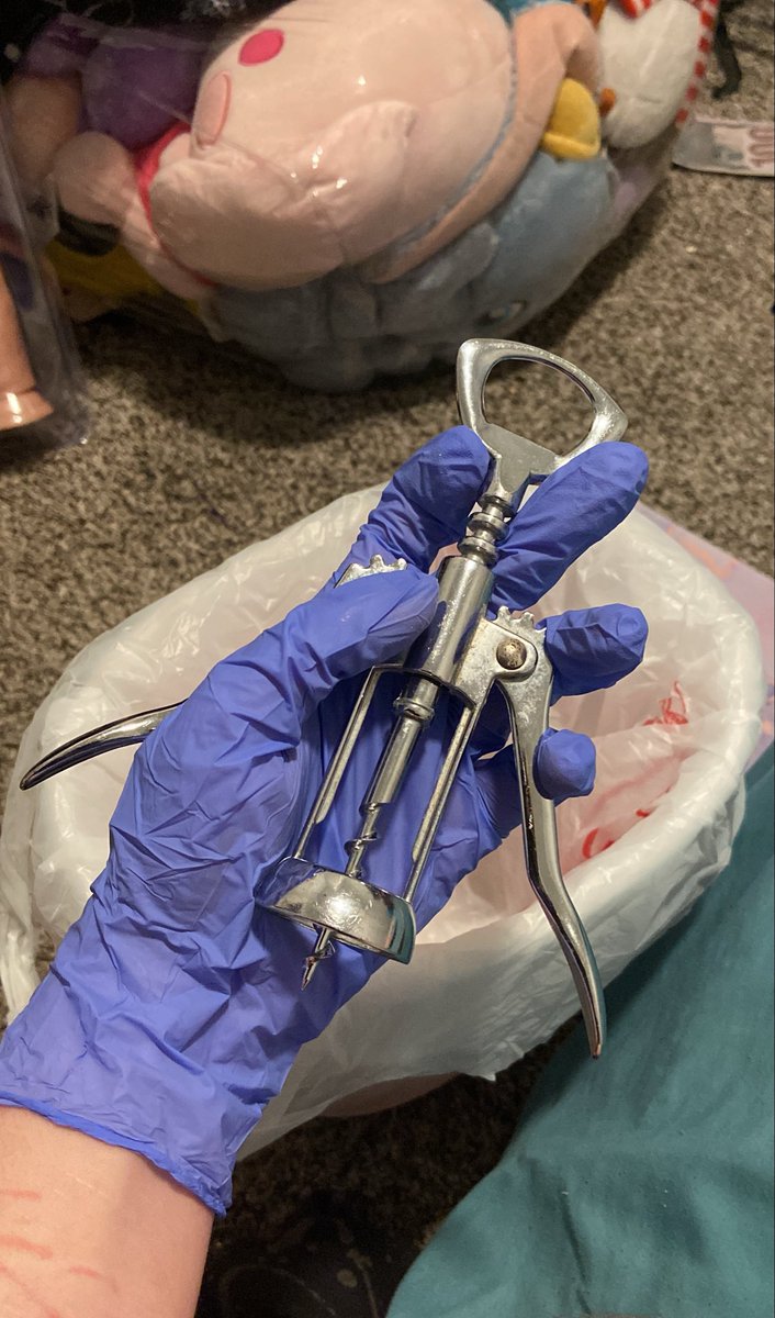 HollowedMutt's tweet photo. About to DIY my own trepanation with this cork opener, wish me luck! https://t.co/fVoEm1SUsq