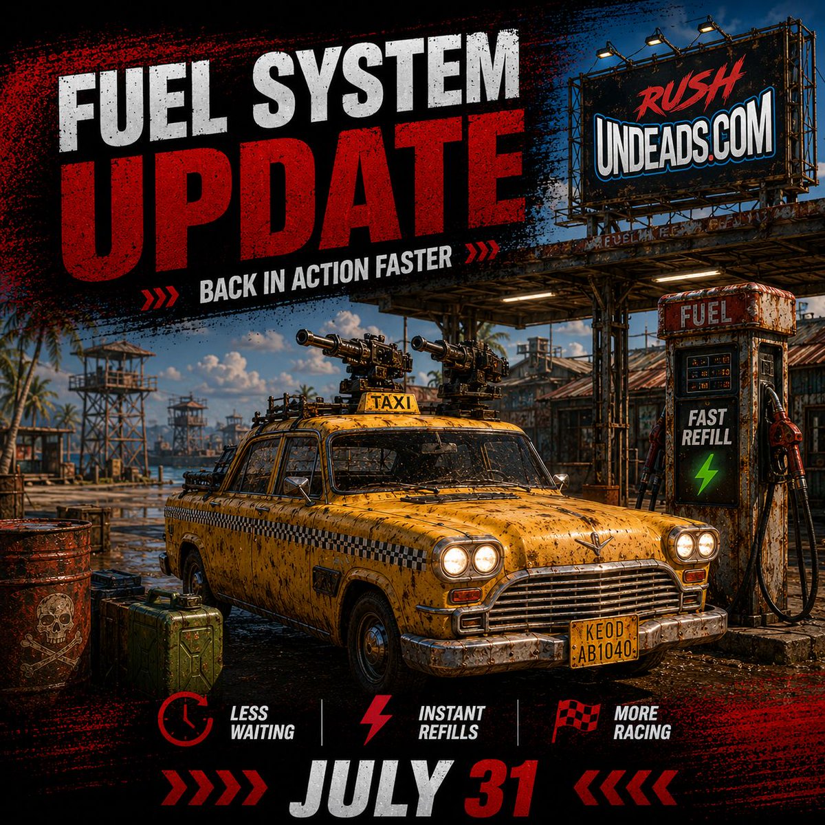 Undeadscom's tweet photo. ⛽ Running low on fuel?

🔥 The updated fuel system introduces recovery timers and instant refills so you can get back into the action faster

🚗 Less waiting. More racing

#Web3 #PlayToEarn #GameFi #Gaming #Undeads #UndeadsRush https://t.co/6vdl8PFLxn
