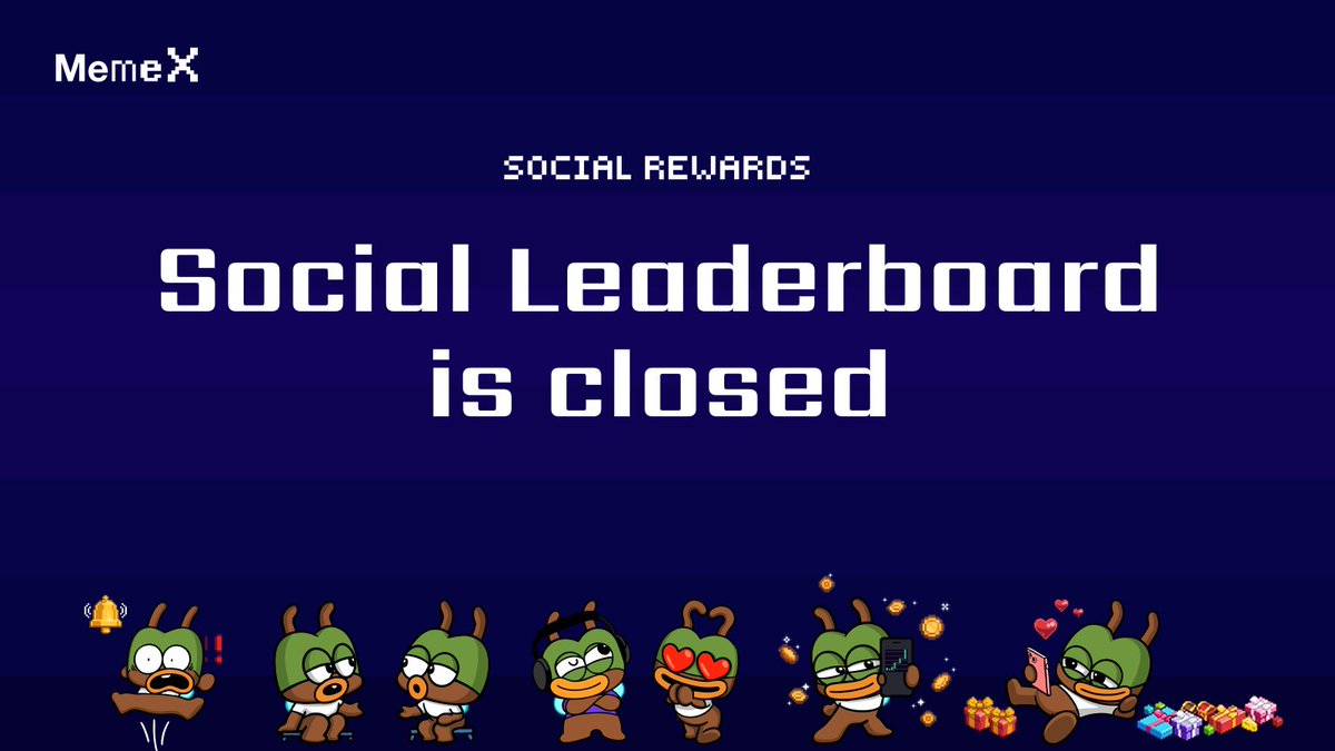 MemeX_MRC20's tweet photo. Dear Community,

1/
As we wrap up our latest Social Leaderboard round, we want to share what's ahead.

First, thank you. Rewards for this round are being distributed now. To everyone who posted, showed up, and brought your energy, you're what makes MemeX what it is.

The Social Leaderboard has been a bold experiment, with real strengths but also real trade-offs. After listening to the community and taking a close look at the data, one thing became clear. For many of you, it added pressure and raised the barrier to simply enjoying MemeX.

So we've decided to bring the Social Leaderboard to a close. 

One note on timing. Because of how the system currently works, a new round may still open automatically after this one closes. It carries no rewards and will be shut down shortly, so there's nothing you need to do.