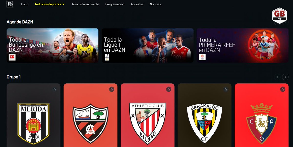 GradaBpro's tweet photo. 📺 @DAZN_ES ya publicita en su web toda la 1RFEF.

La composición de los grupos no está actualizada, pero el enlace de 1RFEF lleva al calendario de la temporada 26/27. https://t.co/BcbmqjnnCD