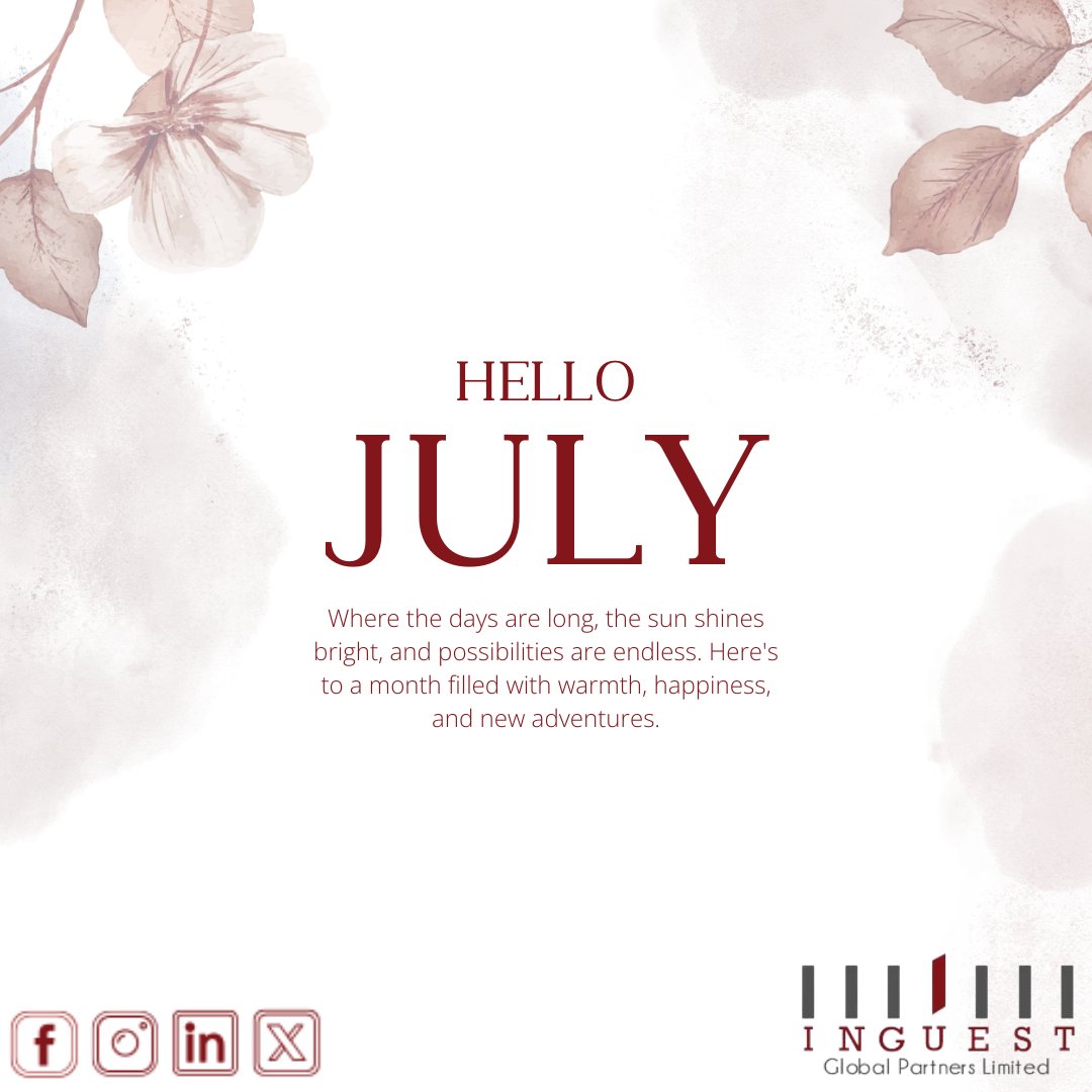 Inguest_GPL's tweet photo. Hello July 🌱

A new month brings new opportunities to grow, lead, and build stronger partnerships.

At Inguest Global Partners Limited, we remain committed to delivering value-driven solutions that move businesses forward. https://t.co/qejSg83Cjt