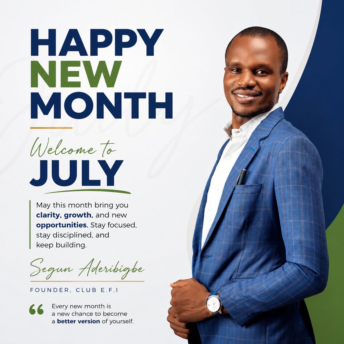 pstshegz's tweet photo. Happy New Month!

A new month brings new opportunities to grow, improve, and move closer to your goals. Stay focused, remain disciplined, and keep building. Your consistency will pay off.

Wishing you a productive and fulfilling month ahead.

#HappyNewMonth #SegunAderibigbe https://t.co/RGLlN1zzfN