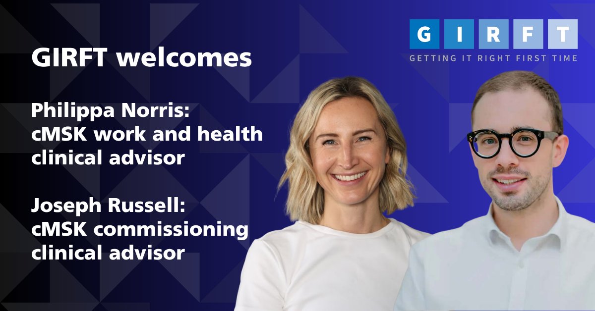 NHSGIRFT's tweet photo. 2 new national clinical advisors have joined GIRFT’s community #MSK programme, alongside 25 system leads supporting services to tackle waiting lists &amp; expand innovative clinics.

Backed by £3.2m funding, the programme is scaling across England.

🔗https://t.co/c9ip9wNS0u

 #NHS https://t.co/nAwC7Azx3G